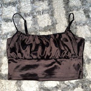 Brown Satin Tank Top